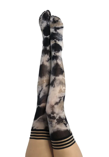 Kixies Mackenzie Tie-Dye Thigh Highs Size D Black White Tan > Clothes > Hosiery > Stockings - Tophatter Daily Deals