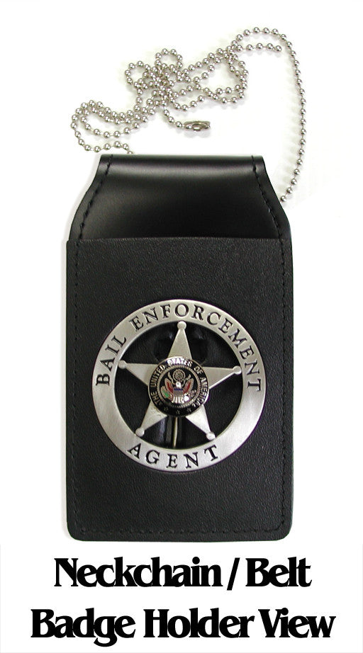 Four in One Custom Cut Leather Badge Case with 30" Chain - Tophatter's Weapons'N'Deals Badge Holders - Tophatter Daily Deals