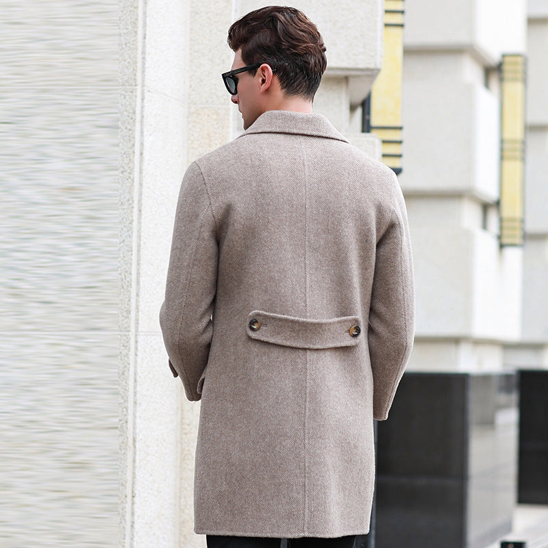 Warm Men's Double-Breasted Coat - Mid-Length, Wool 3D Changing Face Moving Picture Frame - Tophatter Daily Deals