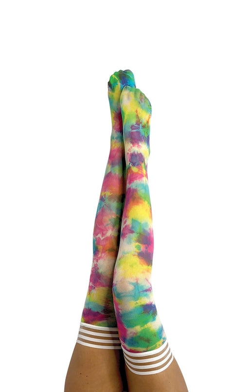 Kixies Gilly Multi Color Tie Dye Thigh Highs Size A > Clothes > Hosiery > Stockings - Tophatter Daily Deals