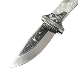 TheBoneEdge 9" Classic Western Folding Knife 3CR13 Stainless Steel Pearl Handle - Tophatter Daily Deals