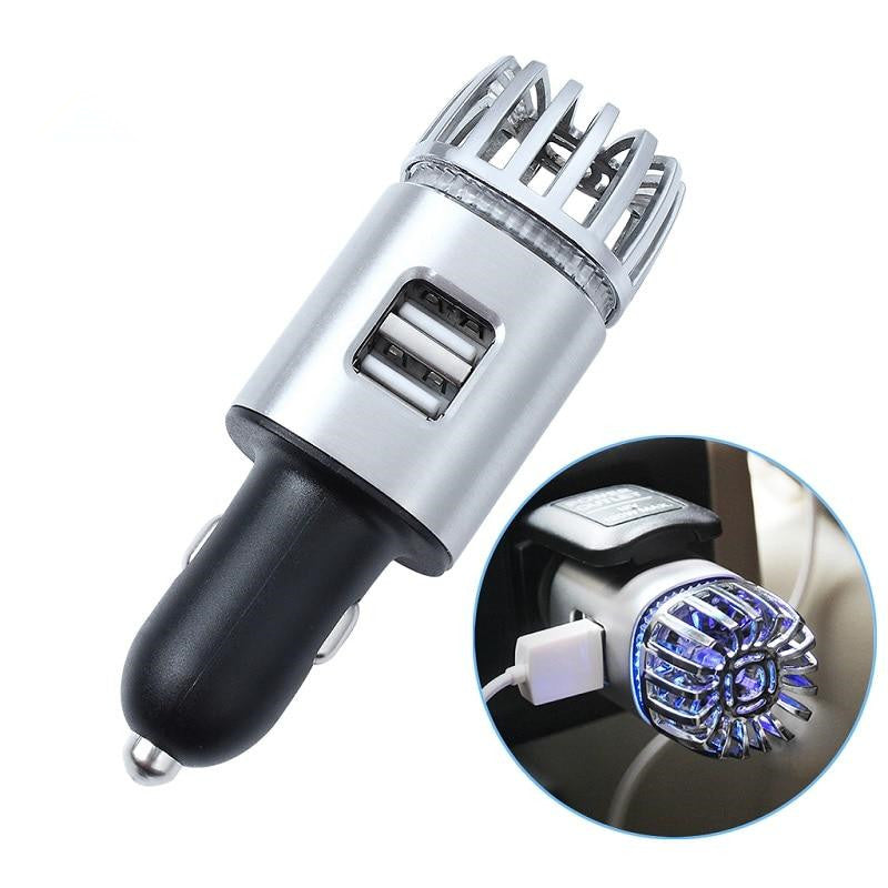 2 in 1 Car Charger Air Purifier Silver 0 - Tophatter Daily Deals