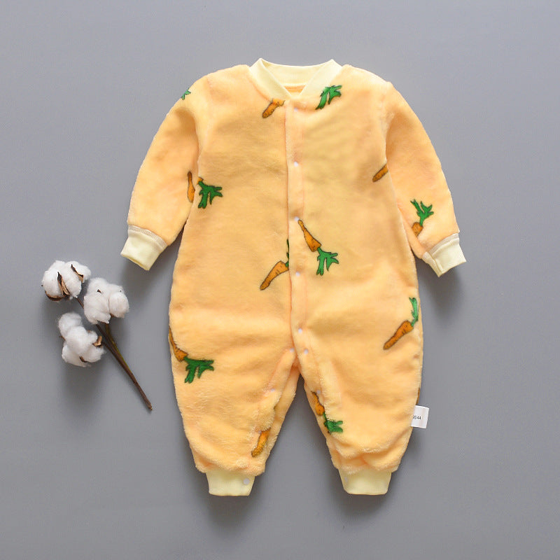 Autumn and winter flannel fleece warmth one-piece romper Yellow 0 - Tophatter Daily Deals