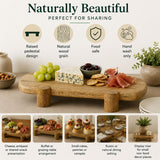 Mango Wood Serving Platter, Natural Raised Cheese Board with Feet 35 x 18 cm Serving Board - Tophatter Daily Deals