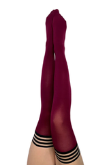 Kixies Heather Cabernet Opaque Thigh-High Tights Size D > Clothes > Hosiery > Stockings - Tophatter Daily Deals