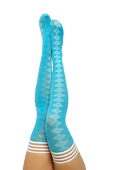 Kixies Par 4 Blue Argyle Opaque Thigh-High Stockings Size C > Clothes > Hosiery > Stockings - Tophatter Daily Deals