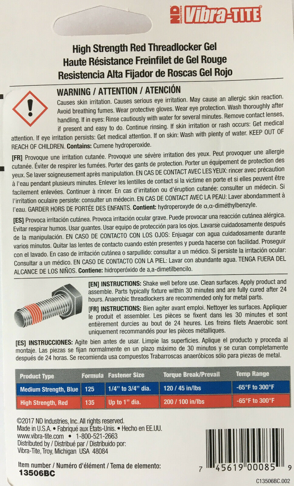 Vibra-Tite Thread Locker GEL Red/Blue Knife Pivot Lock Tight loctite Knife-Accessory - Tophatter Daily Deals