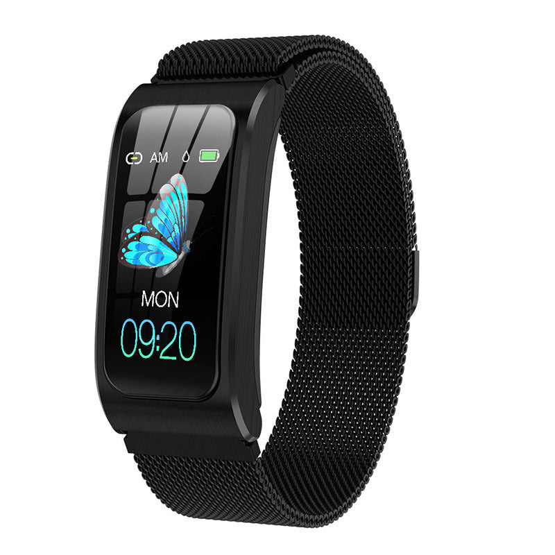 AK12 color screen smart bracelet heart rate monitoring Black steel strip 0 - Tophatter Daily Deals