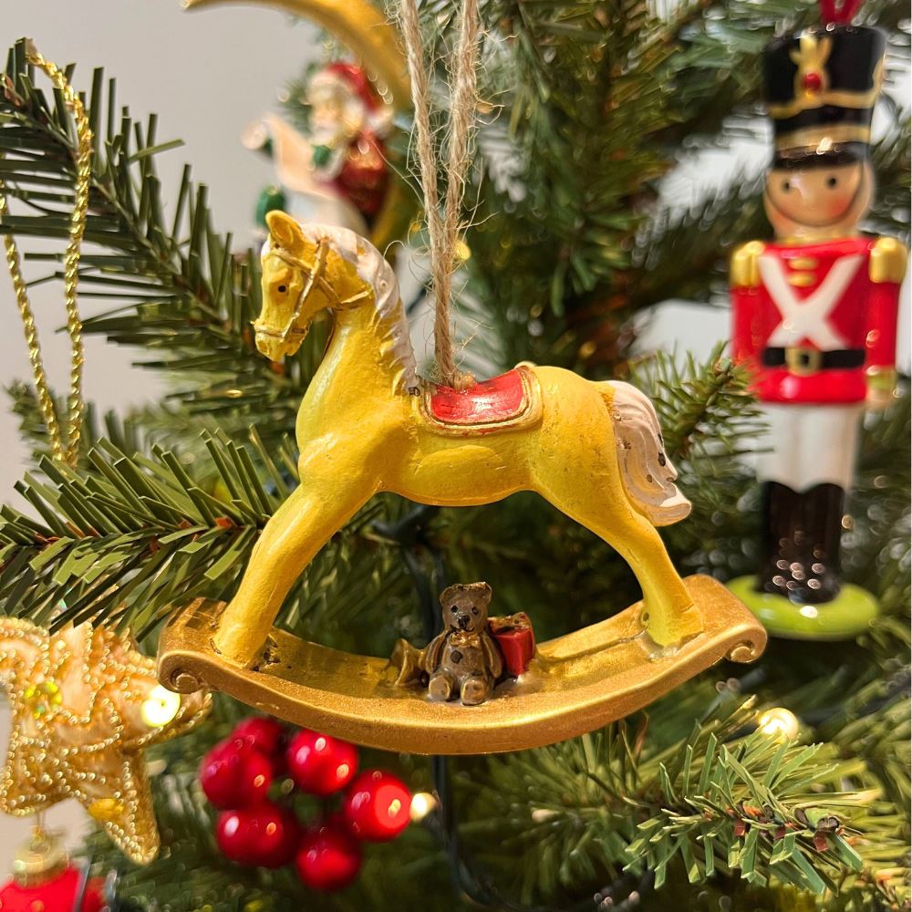 Rocking Horse Bauble | Resin Decoration Christmas Tree Hanging Ornament - 6.5cm Baubles - Tophatter Daily Deals