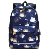 Backpack Female Backpack Computer Rechargeable Schoolbag Dark Blue 16 inches 0 - Tophatter Daily Deals