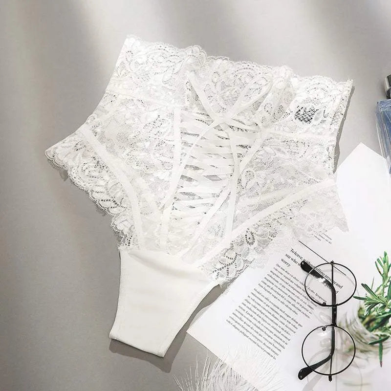 Sheer Cutout Panties White One Size (Waist 60-80 cm Hip 80-88 cm) Underwear - Tophatter Daily Deals