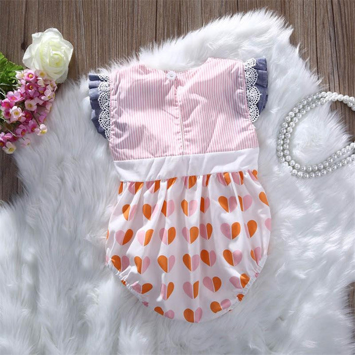 Baby Girl Flying Sleeve Lace Up Triangle Romper 0 - Tophatter Daily Deals