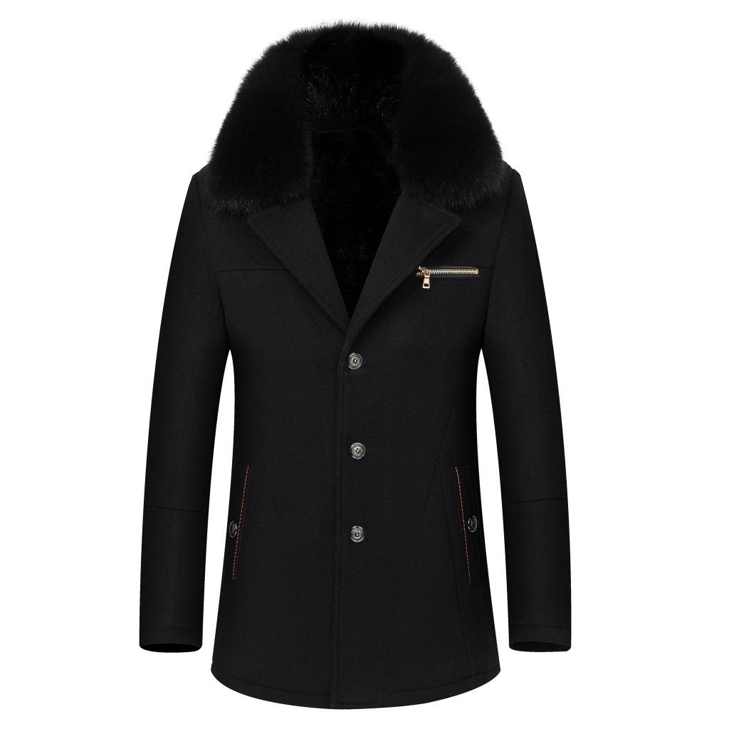 Warm Classic Men's Coat - Single-Breasted, Polyester Black 3D Changing Face Moving Picture Frame - Tophatter Daily Deals