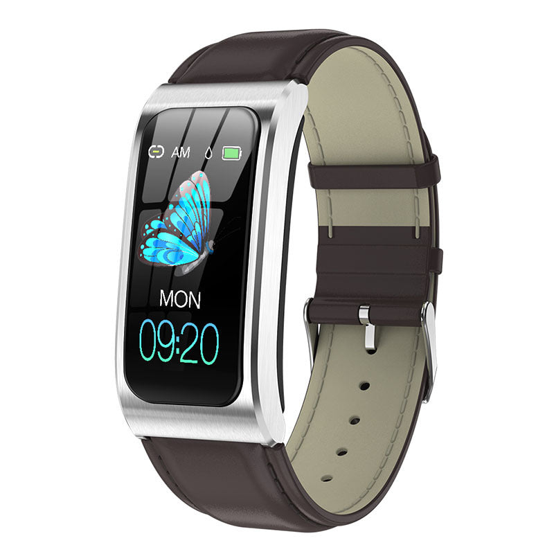 AK12 color screen smart bracelet heart rate monitoring Silver PU 0 - Tophatter Daily Deals