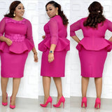 Beaded Sleeve Commuter Plus Size Dress Stitching Pink 0 - Tophatter Daily Deals