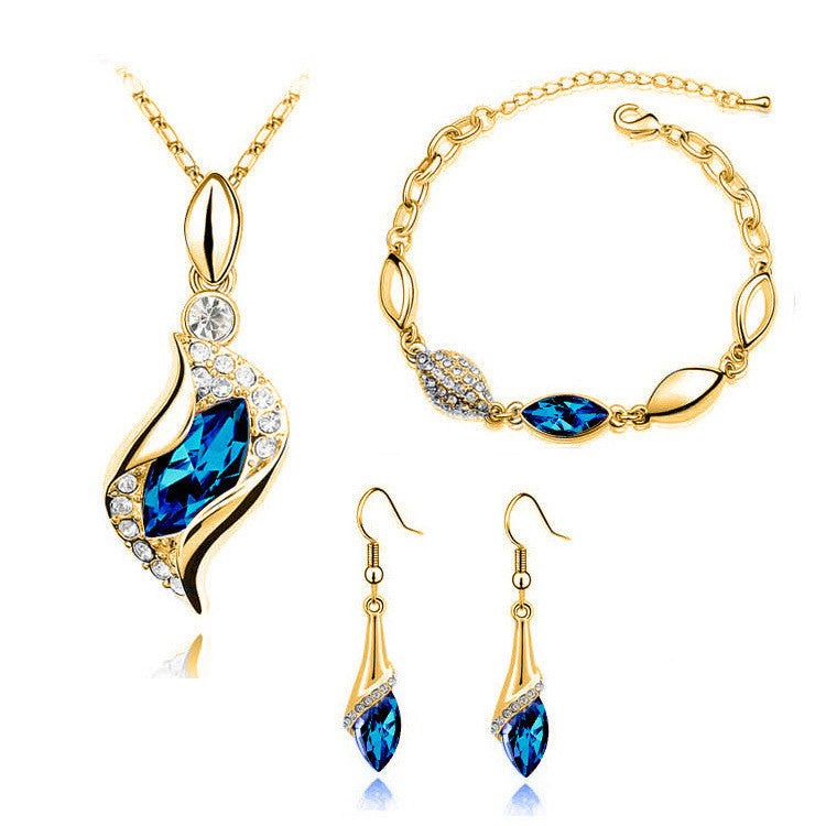 Angel Fairy Horse Eye Zircon Jewelry Set Peacock blue 0 - Tophatter Daily Deals