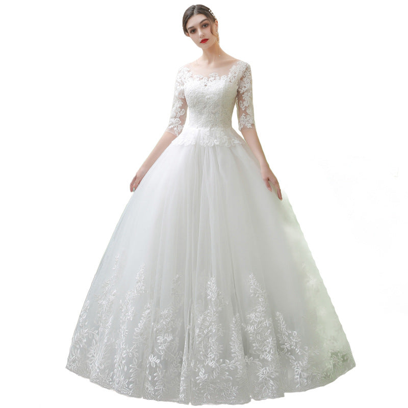 Bride's long-sleeved forest lace tail wedding dress 0 - Tophatter Daily Deals