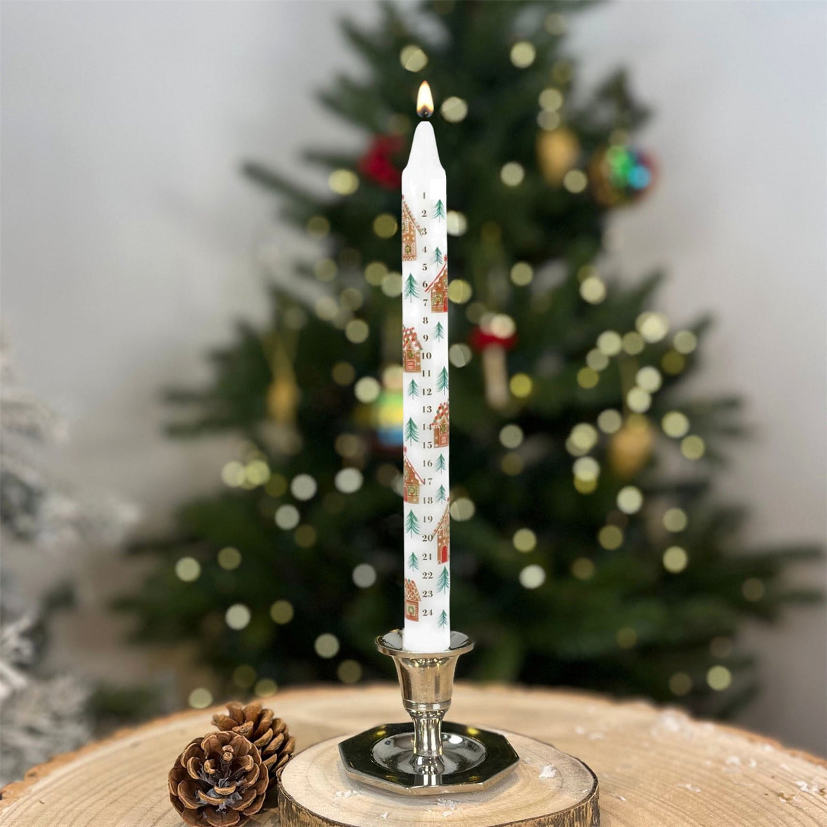 Gingerbread House Advent Candle | Numbered Christmas Countdown Candle 23cm Advent Candle - Tophatter Daily Deals