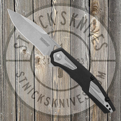 Kershaw - Tremolo - Assisted Opening - Silver And Black Handle - Drop Point - 1390 Knives - Tophatter Daily Deals