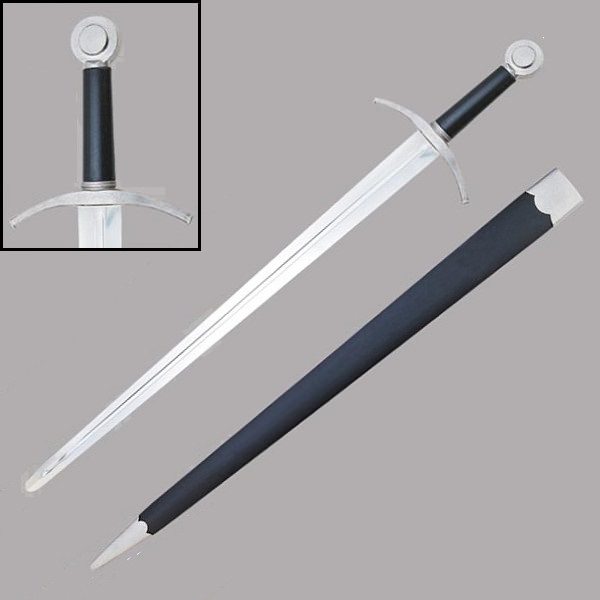 Hand-And-A-Half Sword With Leather Scabbard - Tophatter's Guns'N'Weapons Store Collectible Weapons - Tophatter Daily Deals