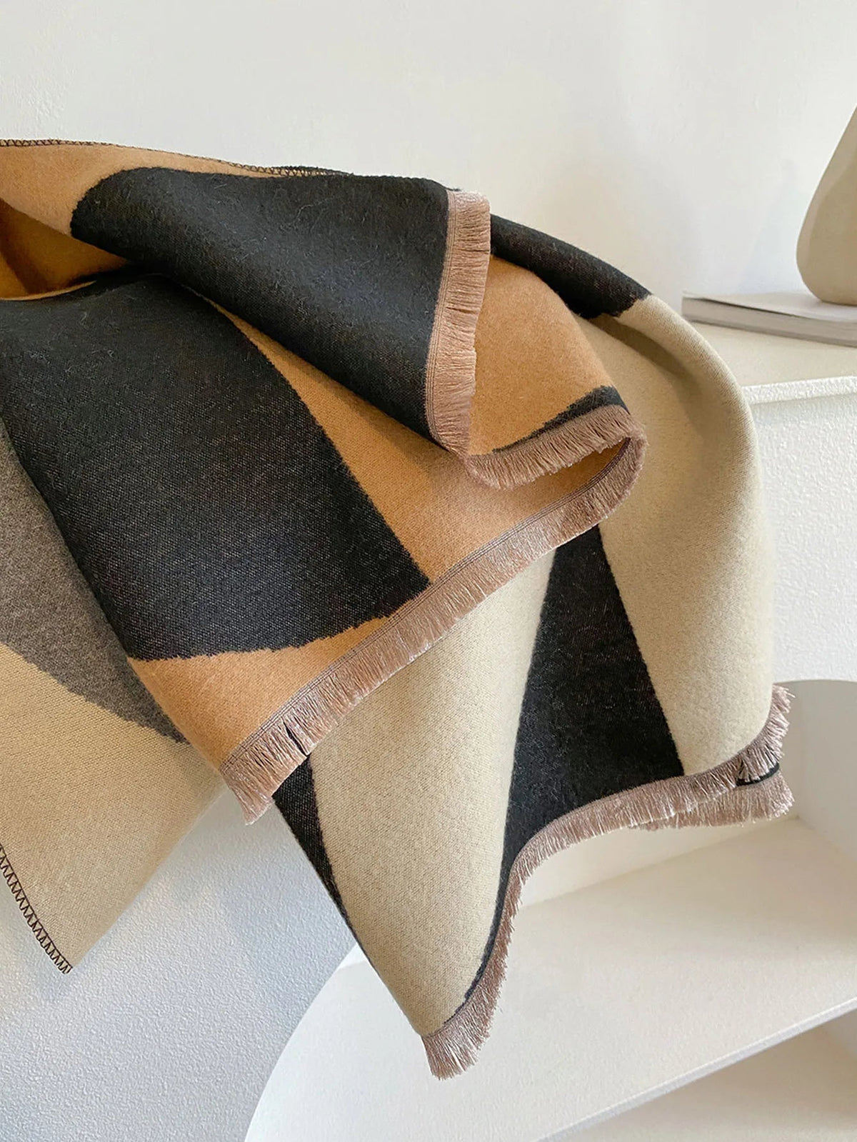 Oversized Womens Scarf - Reversible Geometric Cashmere - Tophatter Daily Deals
