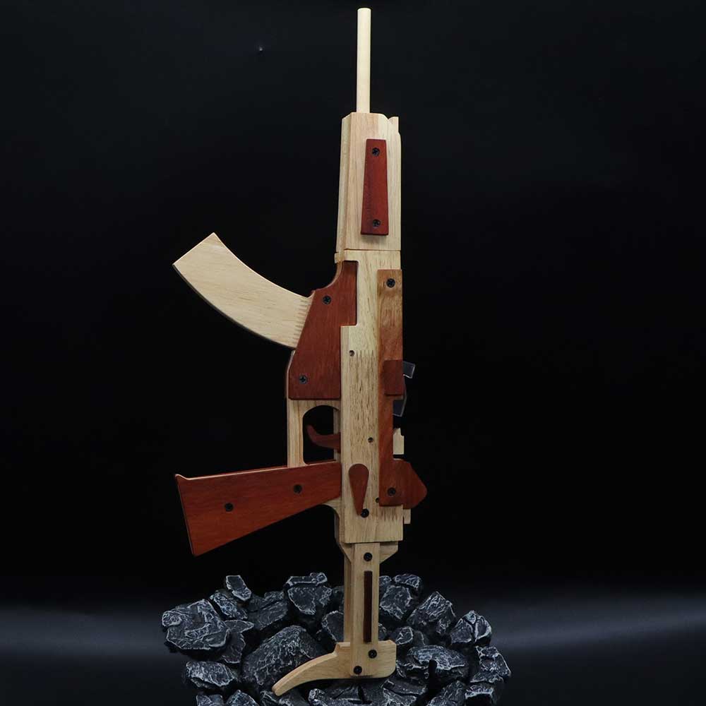 Solid Beech Wood MP5 SMG Replica Rubber Band Gun Model Kit - Tophatter Daily Deals