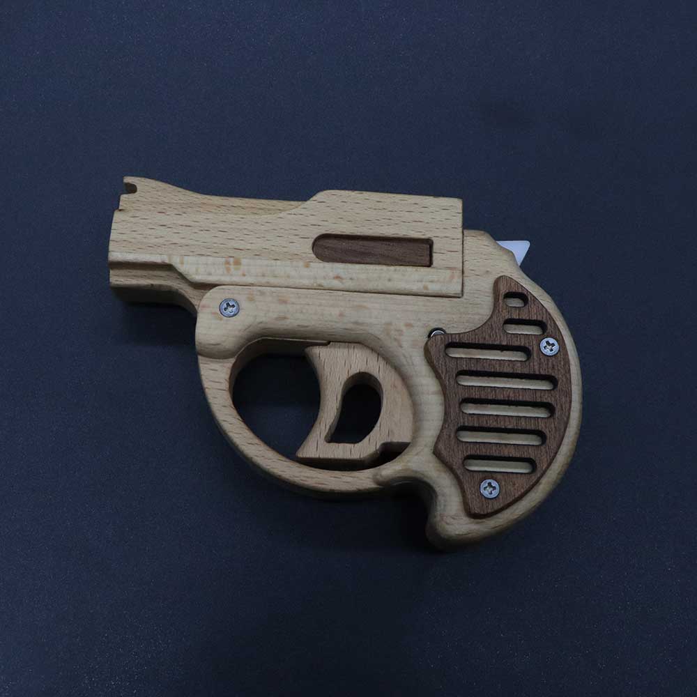 Mini Revolver Assembled Solid Wood Rubber Band Gun - Tophatter Daily Deals