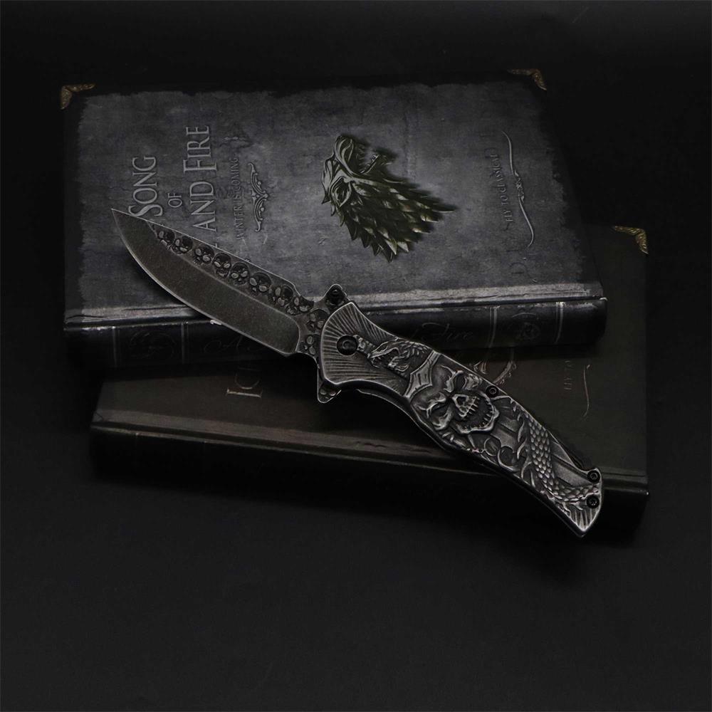 Snake Skull Relief Folding Knife - Tophatter Daily Deals
