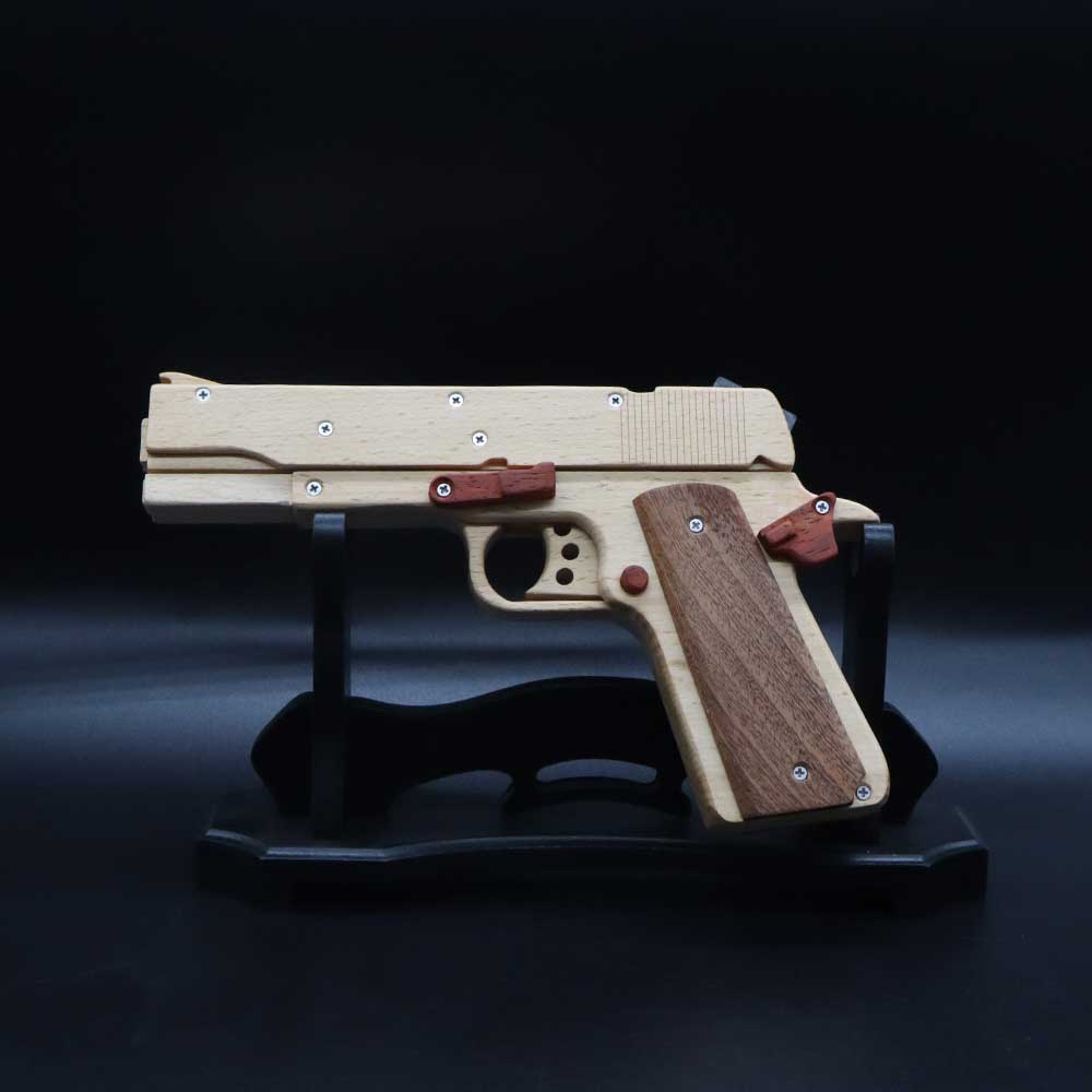 Assembled M1911 Wooden Replica Rubber Band Gun - Tophatter Daily Deals