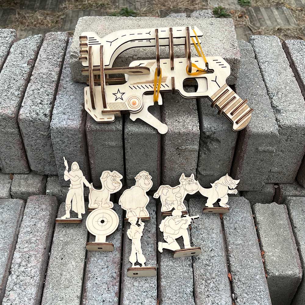 Ranger Ping Pong Ball Shooter Wooden Rubber Band Gun Model Kit - Tophatter Daily Deals
