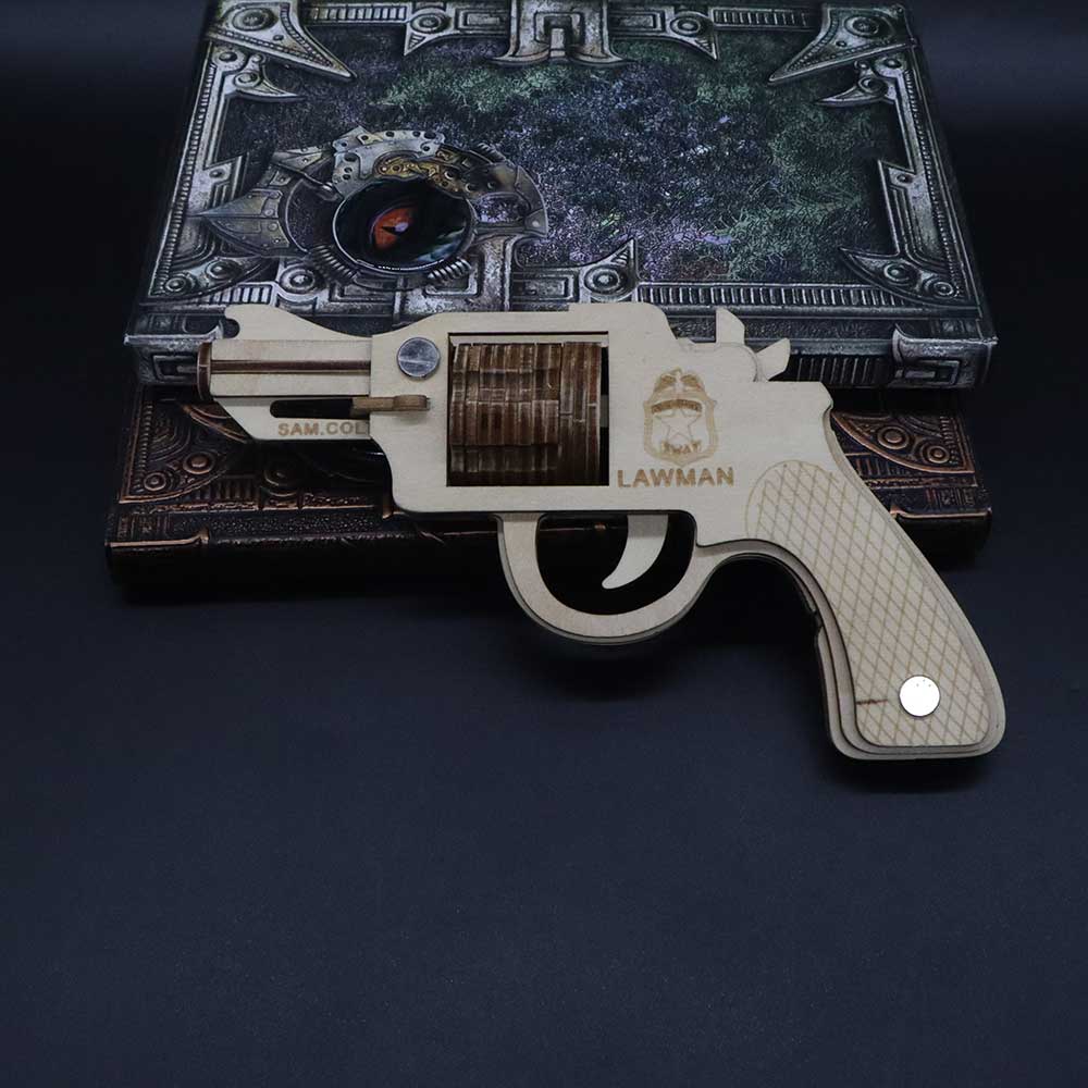 Assembled Colt Law Enforcement Officer Wooden Rubber Band Gun Model Kit - Tophatter Daily Deals