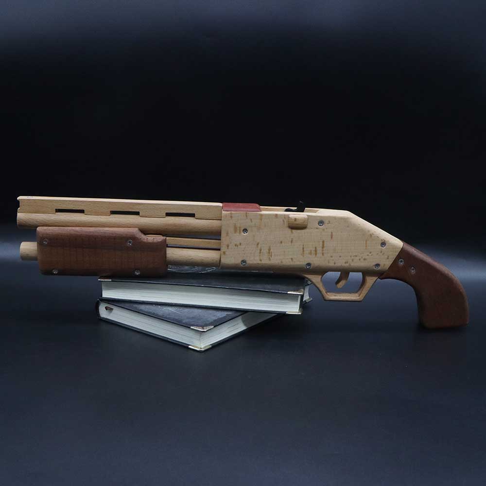 Assembled M37 Shotgun Rubber Band Wooden Replica Gun - Tophatter Daily Deals