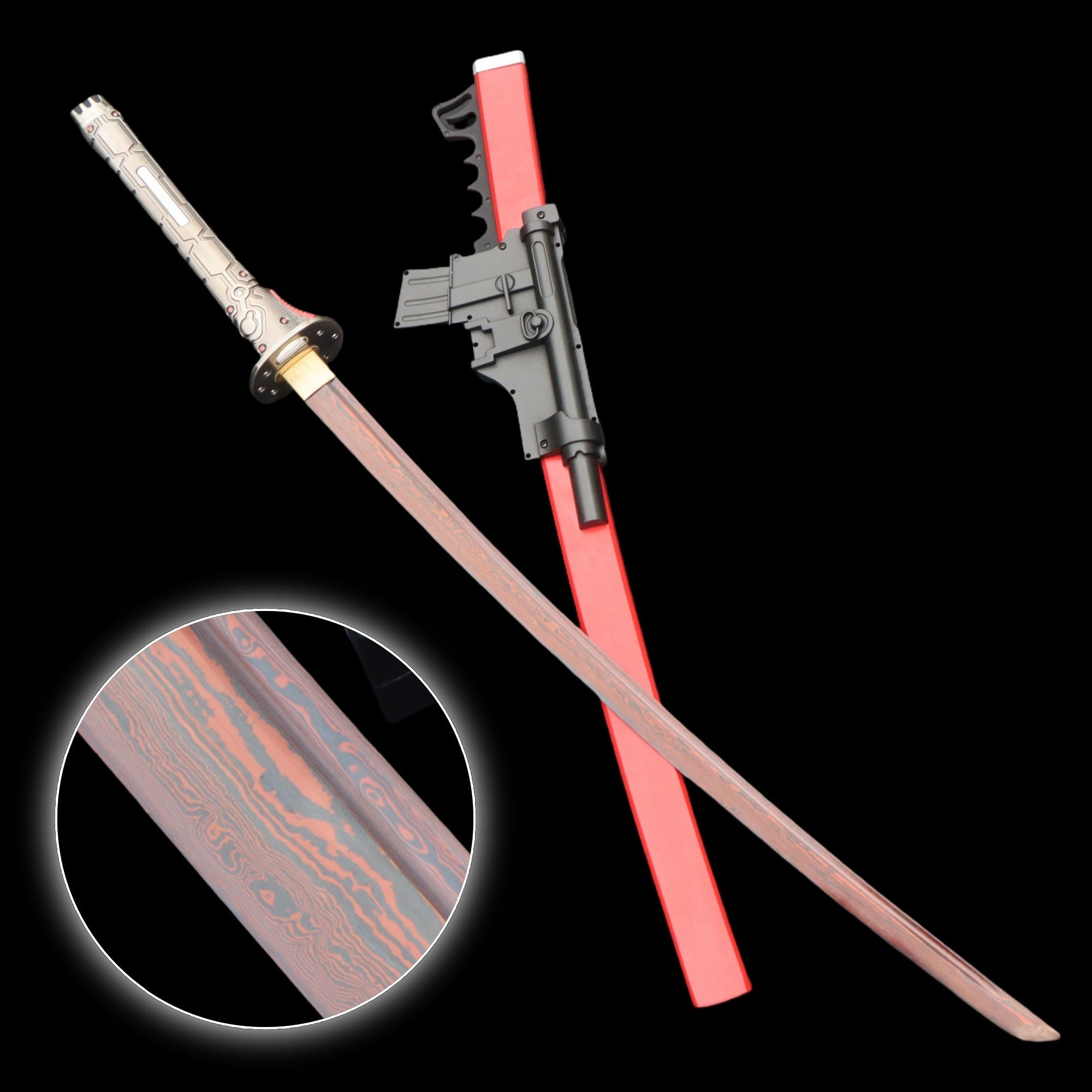 Red Damascus Steel MG Sam's Murasama Katana IRL - Tophatter Daily Deals