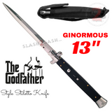 13" Ginormous Godfather Stiletto Automatic Knife - Black Wood Knife-Auto - Tophatter Daily Deals