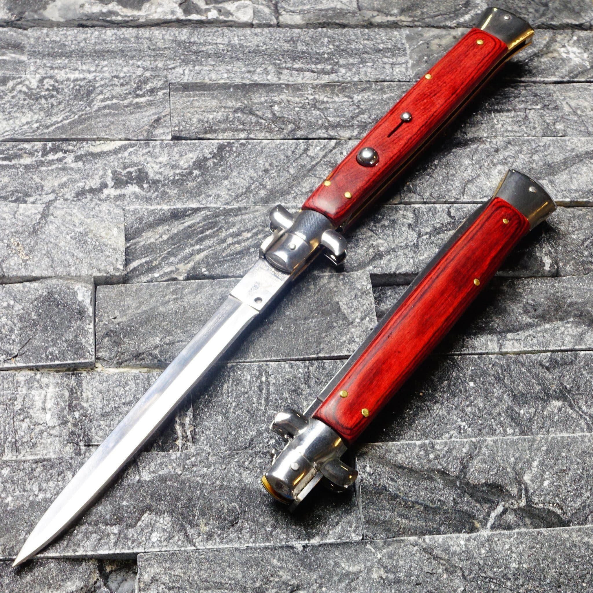 13" Big Boy Auto Italian Style Stiletto (MASSIVE KNIFE) Wood - Tophatter Daily Deals