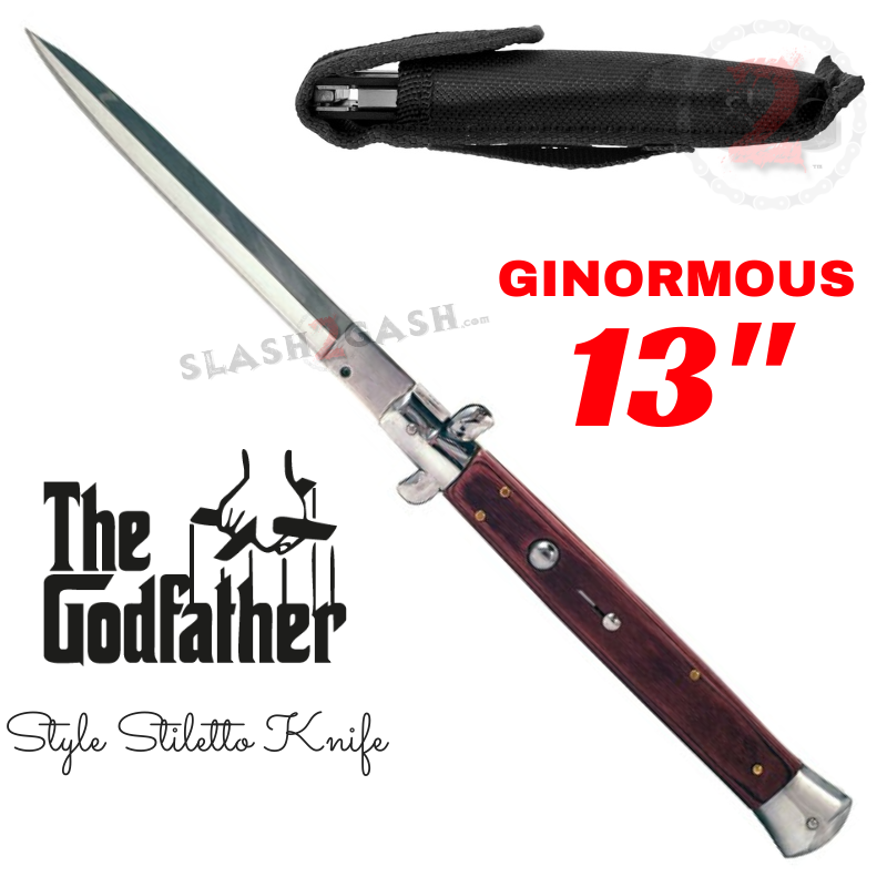 13" Ginormous Godfather Stiletto Automatic Knife - Rosewood Knife-Auto - Tophatter Daily Deals