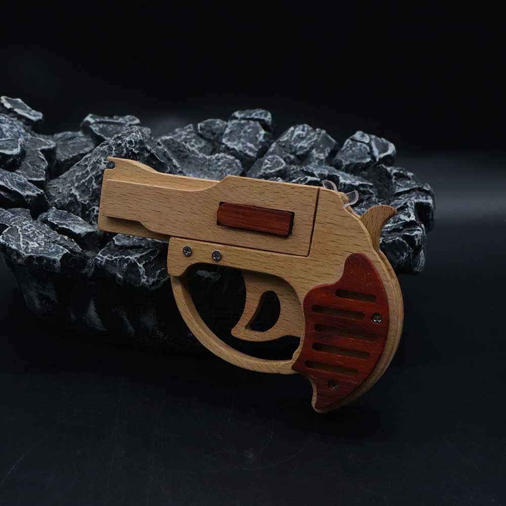 Solid Wood Mini Revolver Rubber Band Gun - Tophatter Daily Deals