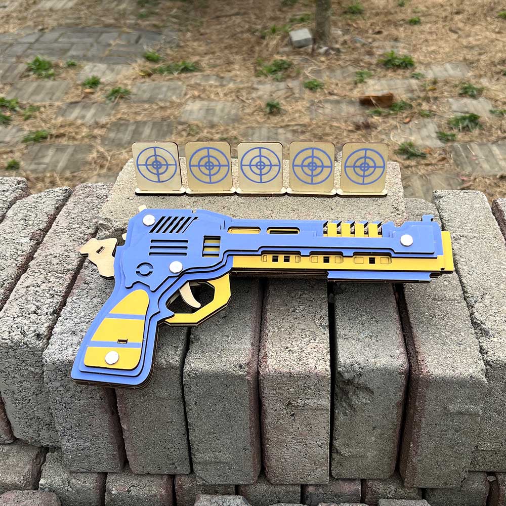 Battle Wolf 3D Gun Puzzle Wooden Rubber Band Gun Model Kit - Tophatter Daily Deals