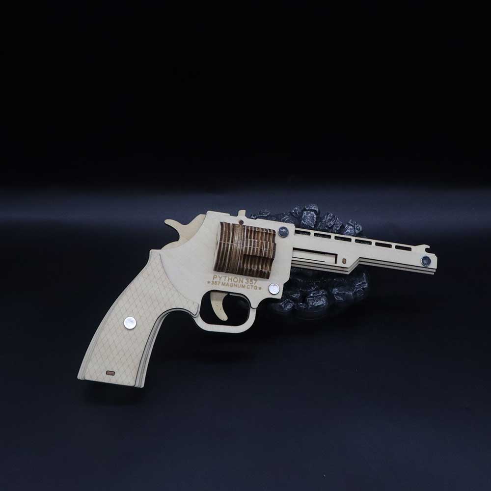 Assembled Revolver Wooden Rubber Band Gun Model Kit - Tophatter Daily Deals