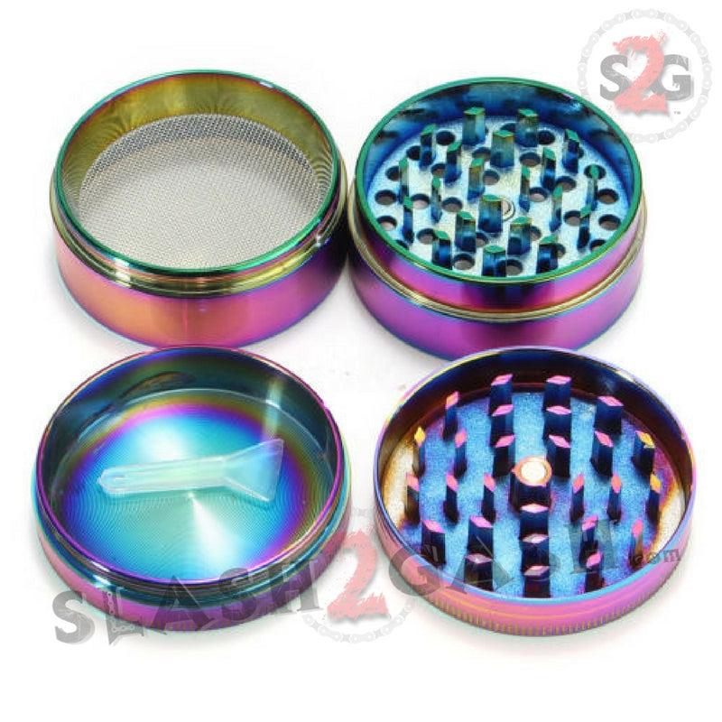 Rainbow Stainless Steel Magnetic Spice Herb Grinder 4 piece - 3 Sizes Smoking Accessories - Tophatter Daily Deals