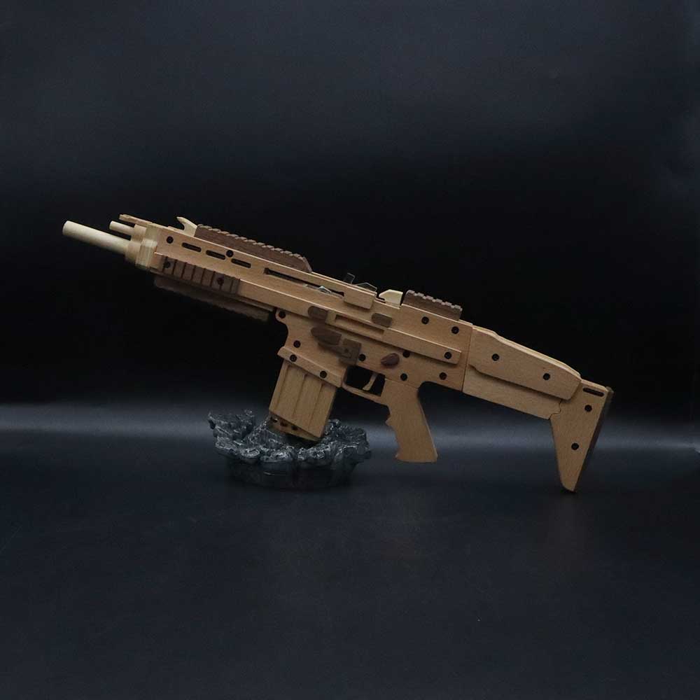 Wooden Scar Assault Rifle Replica Rubber Band Gun Model Kit - Tophatter Daily Deals
