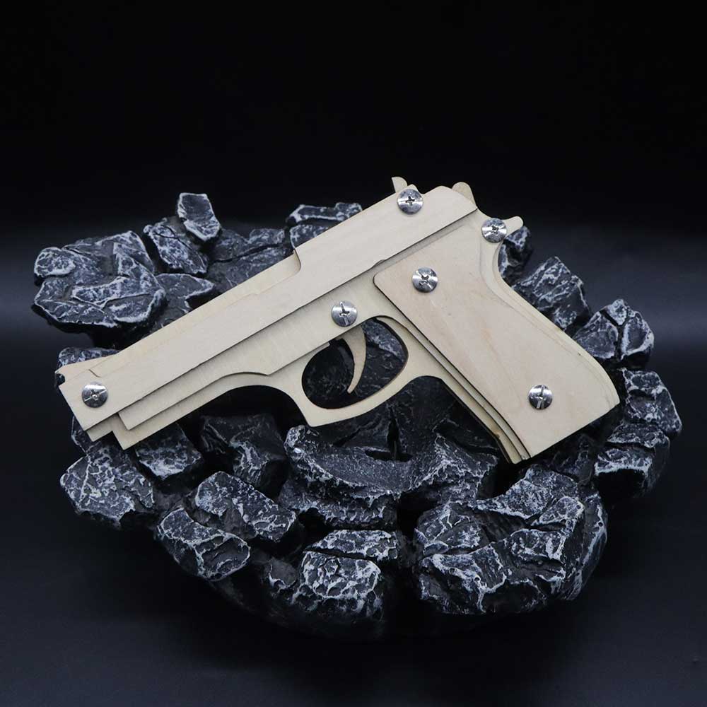 Assembled M92F Wooden Rubber Band Gun - Tophatter Daily Deals