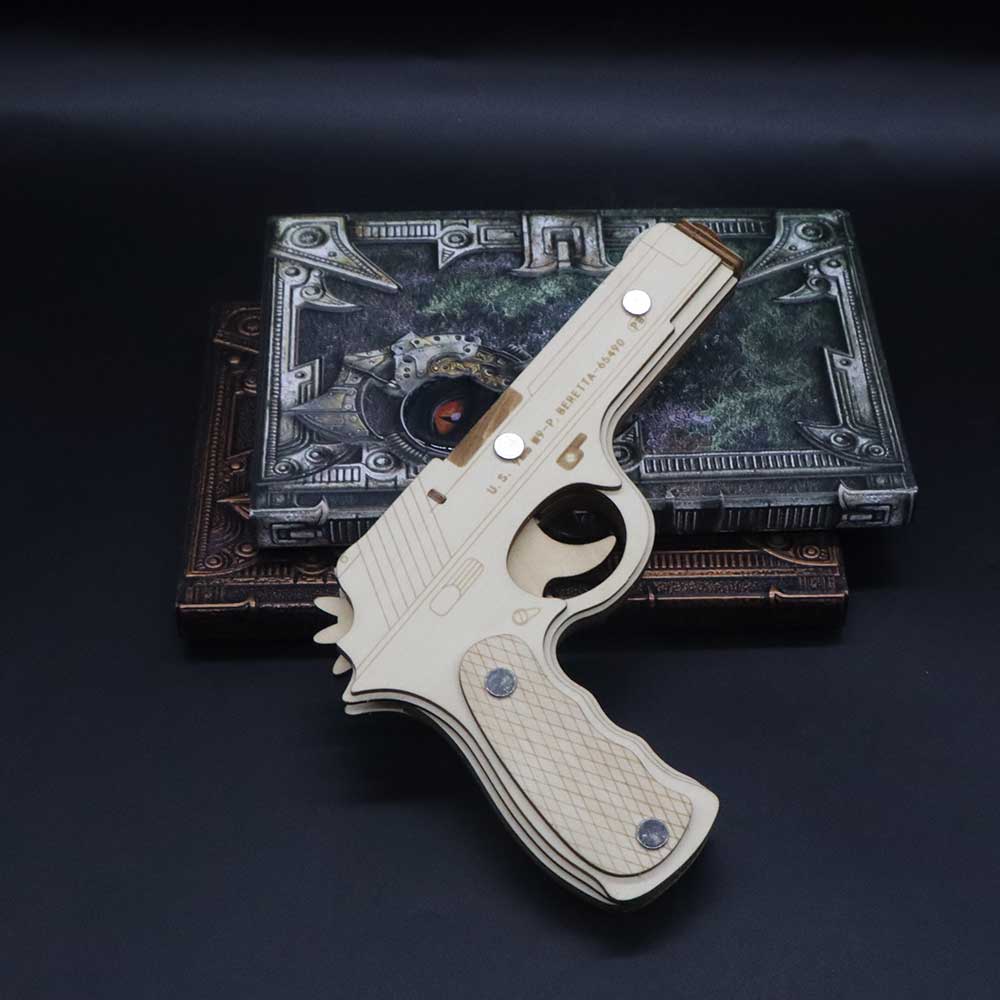 Assembled Beretta Wooden Rubber Band Gun Model Kit - Tophatter Daily Deals