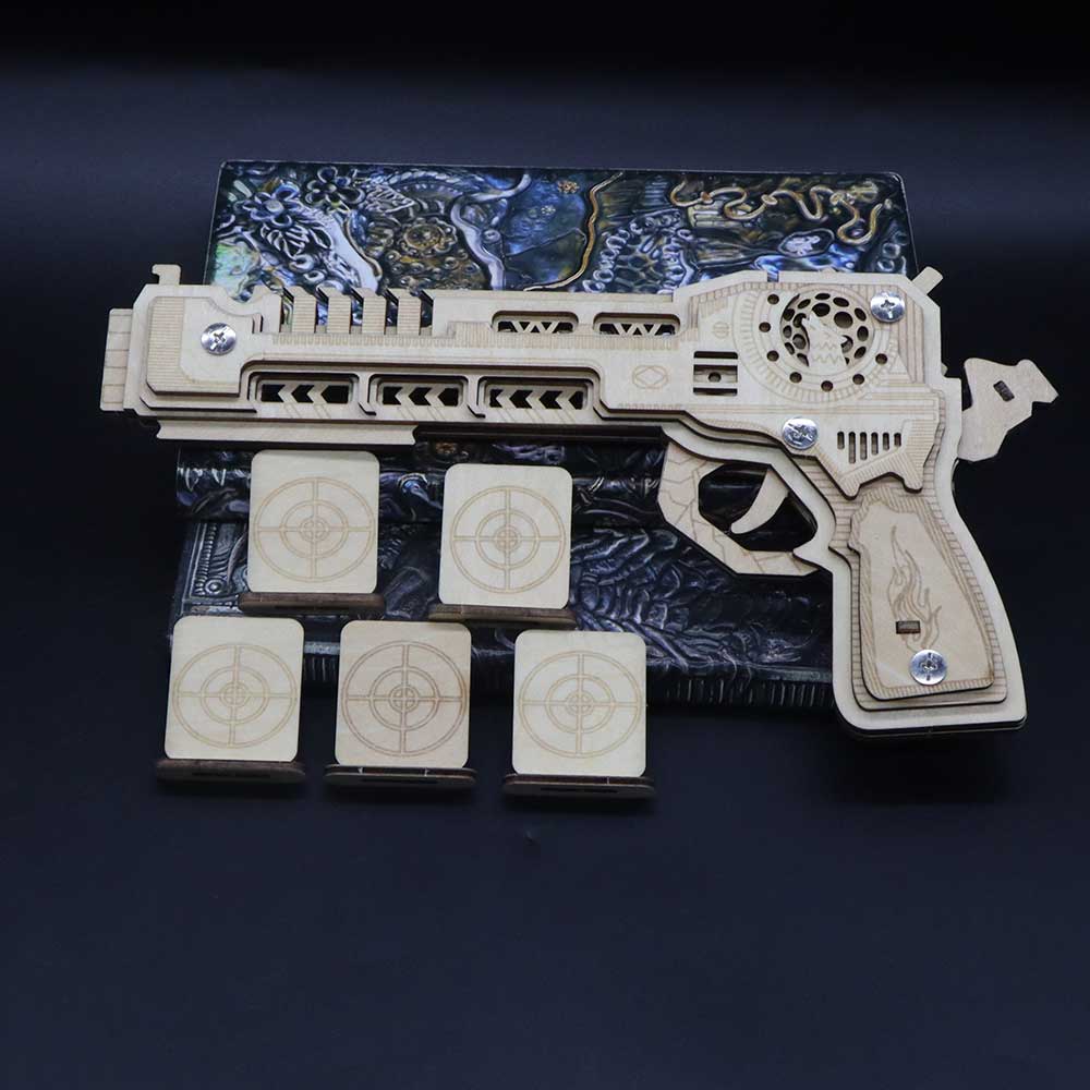 3D Gun Puzzle Wooden Rubber Band Gun Model Kit - Tophatter Daily Deals