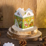 Deluxe Mini Advent Calendar Christmas Card - Nostalgic House Tealight Lantern - Green House Advent Calendar - Tophatter Daily Deals