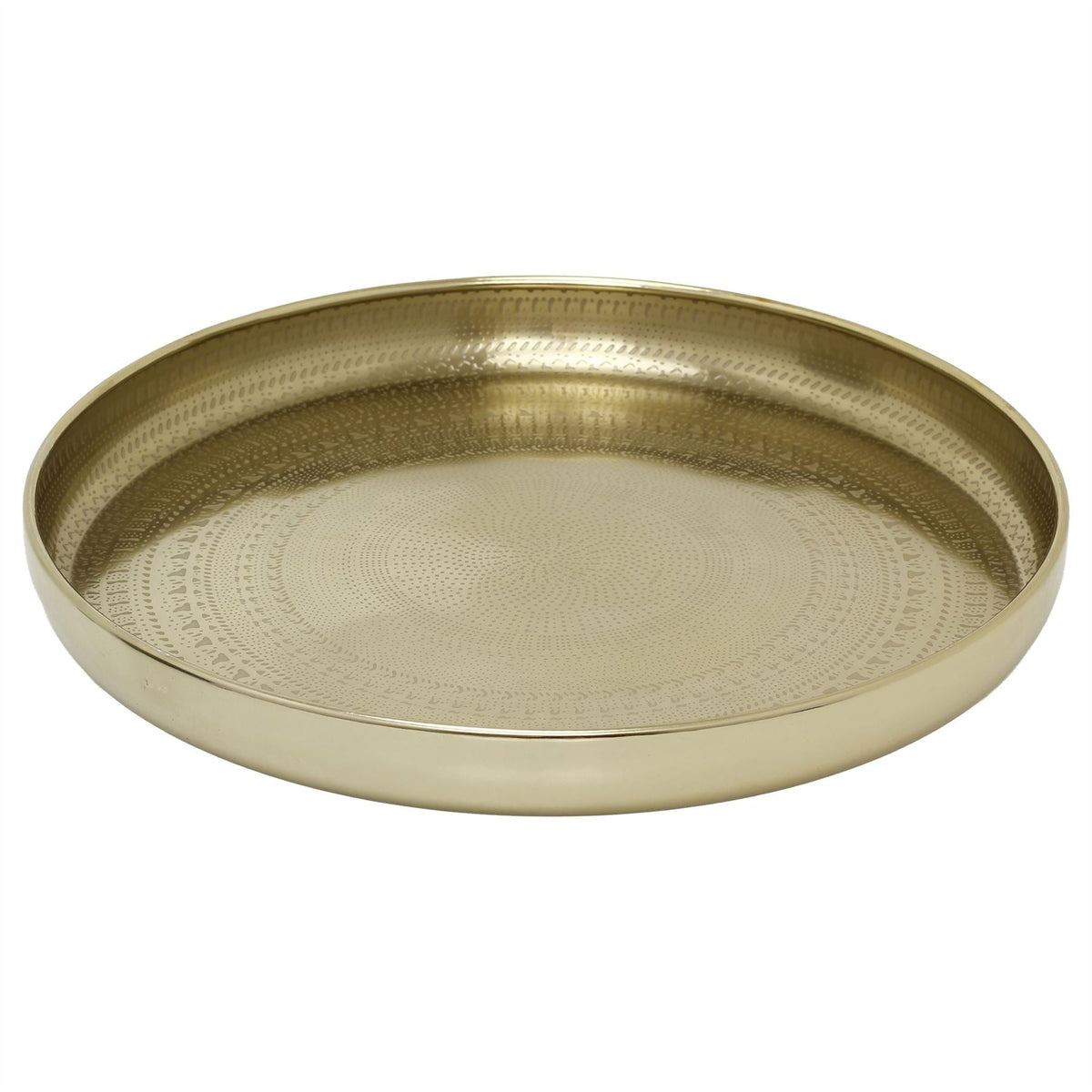 Gold Decorative Tray, 33 cm Round Coffee Table Tray with Mandala Design Tray - Tophatter Daily Deals