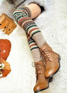 Autumn Winter Bohemian Thickened Woolen Socks Khaki 0 - Tophatter Daily Deals