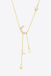 Inlaid Zircon Star and Moon Necklace Gold One Size Necklaces - Tophatter Daily Deals