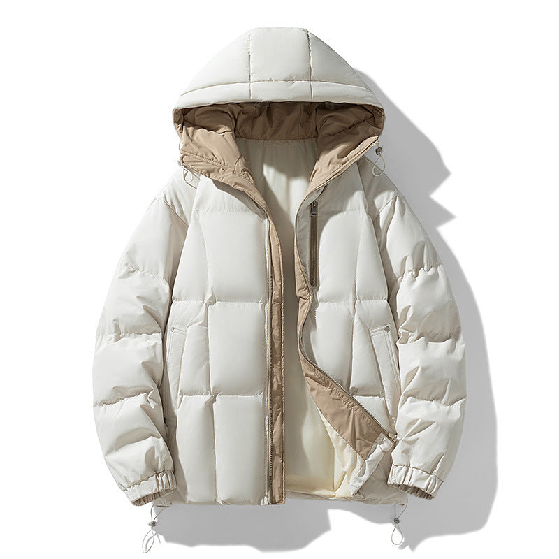 Warm Men's Puffer Coat - Boxy Quilted Hooded, Cotton Winter 3D Changing Face Moving Picture Frame - Tophatter Daily Deals