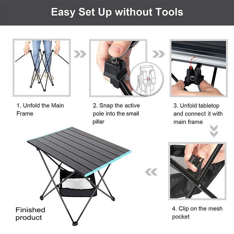 Folding Camping Tables with Carry Bag Portable Garden Picnic BBQ Beach Fishing - Tophatter Daily Deals
